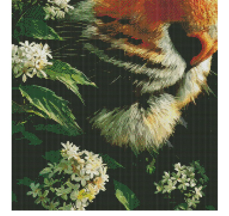 GF3127 Tiger Among Flowers cross-stitch detail 4