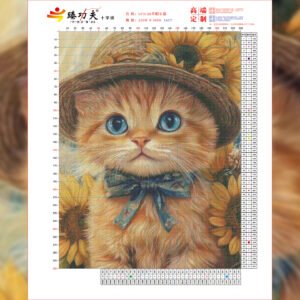 GF3128 Straw Hat Kitten Cross-Stitch Kit